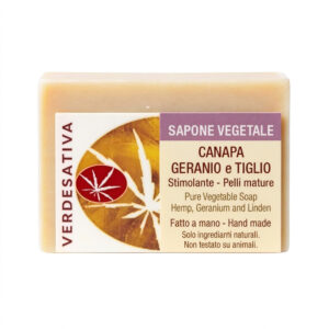 Sapone geranio tiglio e canapa Verdesativa artigianale solido