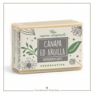 Purifica la tua pelle con il Sapone Verdesativa Canapa e Argilla. Ideale per pelli impure e grasse, svolge un'azione detox e riequilibrante. Bio e artigianale.