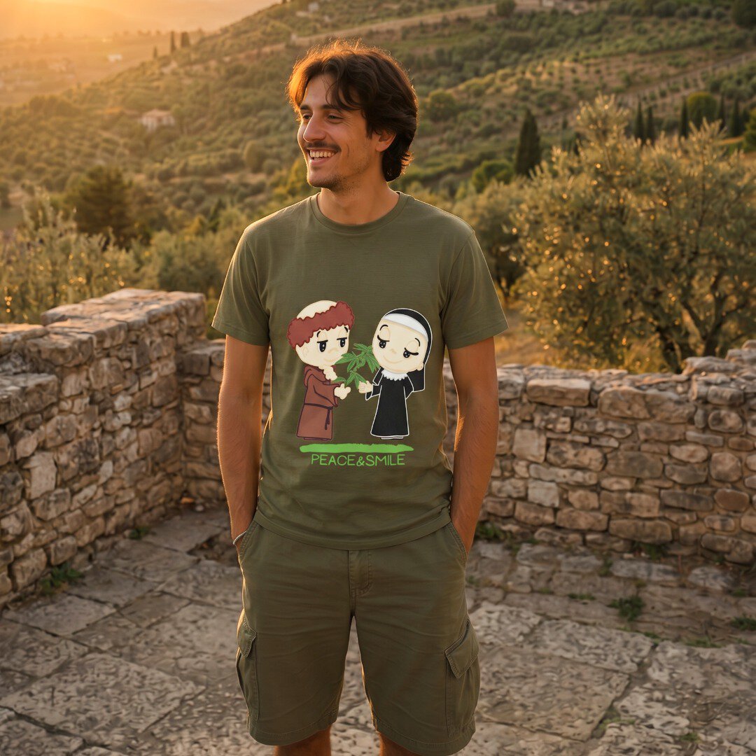 T-SHIRT Uomo in cotone 100% organico - Modello "Peace & Smile" - immagine 2