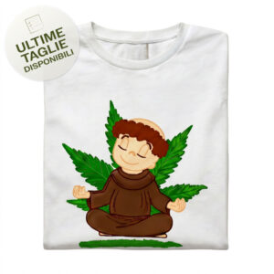 t-shirt da uomo storica Cannabizzando "Peace & Relax" in colore bianco, 100% cotone biologico.