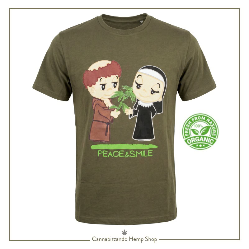 T-SHIRT Uomo in cotone 100% organico - Modello "Peace & Smile" - immagine 3