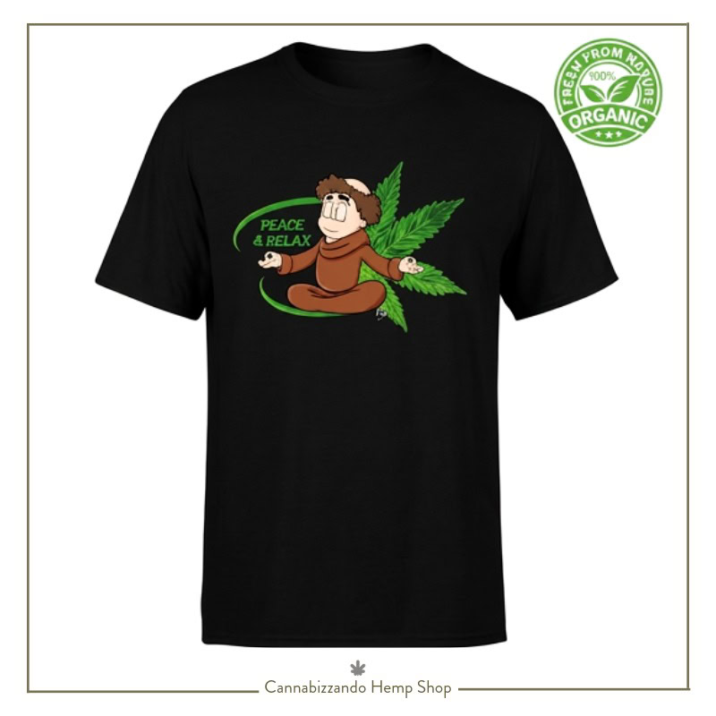 T-Shirt Uomo in Cotone 100% Organico – Modello Peace & Relax Nero - immagine 3