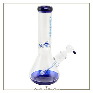 Bong in vetro blu con ampolla - 30cm