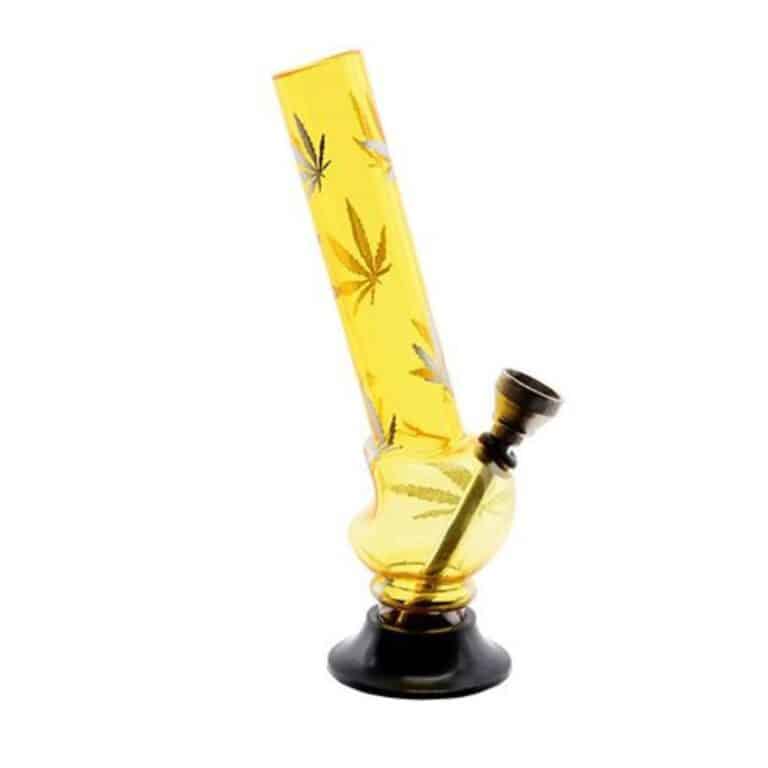 Mini Bong acrilico giallo con ampolla - 15cm