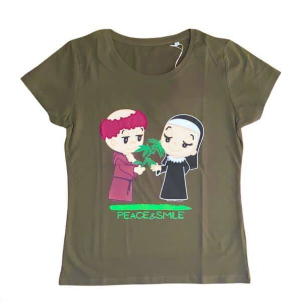 Smile-T-SHIRT-Donna-colore-Verde-in-cotone-organico