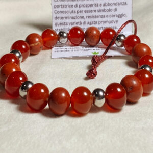 Bracciale Diaspro Rosso e Corniola - pietre naturali e acciaio