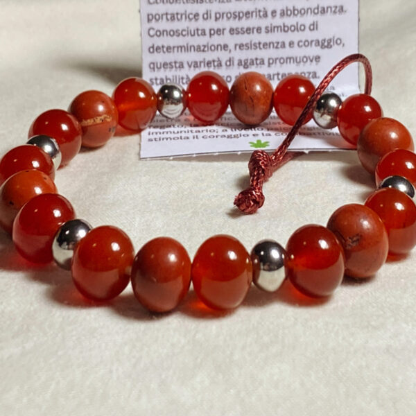 Bracciale Diaspro Rosso e Corniola - pietre naturali e acciaio