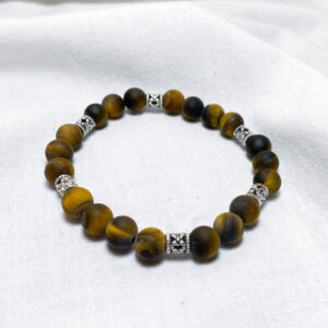 Bracciale elastico in pietra naturale di Occhio di Tigre Opaco