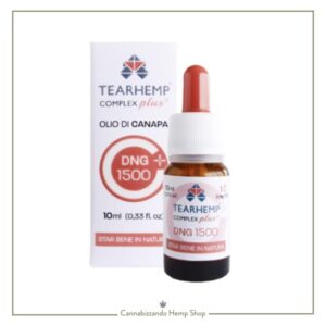 Tearhemp DNG PLUS: 15% CBD - 3% CBG e CBN Full Spectrum. Olio purissimo senza cere né solventi. Massima efficacia e assorbimento rapido.