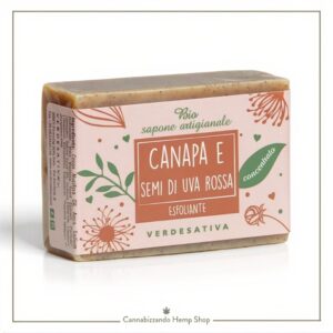 Rinnova la tua pelle con il Sapone Verdesativa Canapa e Uva Rossa. Azione esfoliante naturale scrub e antiossidante. Bio, artigianale e biodegradabile. Scoprilo ora!