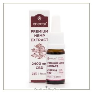 Flacone Enecta Olio CBD 24% Linea Premium 10ml. L'olio di CBD Premium 24% Enecta è un prodotto con un'altissima concentrazione, che permette di godere dell'estratto anche con poche gocce di olio.
