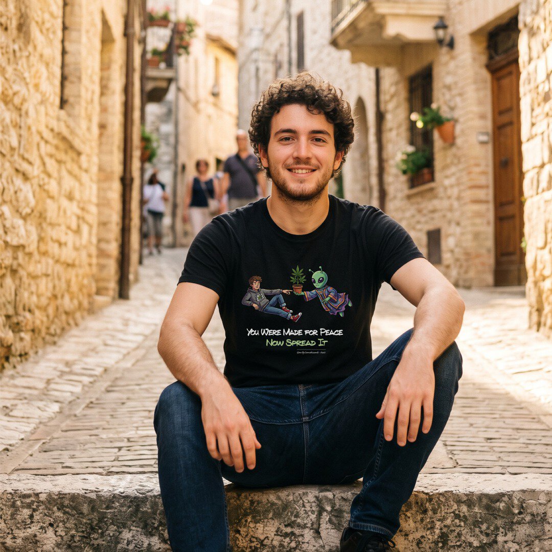 Se sei alla ricerca di una t-shirt dalla grafica originale ed unica, The Green Creation" è quella che fa per te!. Grafica pop d'autore in cotone biologico.